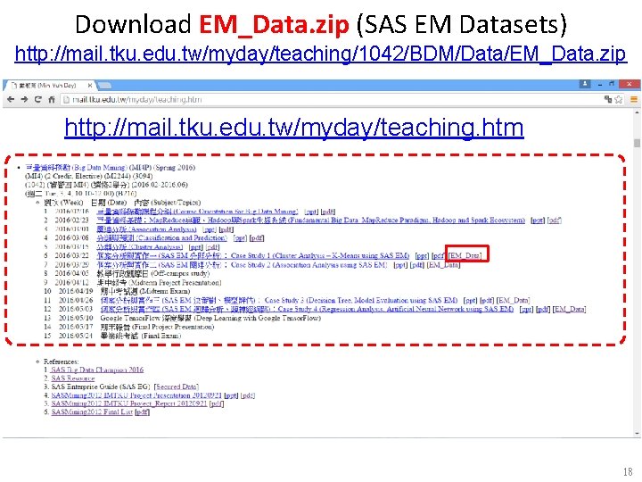 Download EM_Data. zip (SAS EM Datasets) http: //mail. tku. edu. tw/myday/teaching/1042/BDM/Data/EM_Data. zip http: //mail.