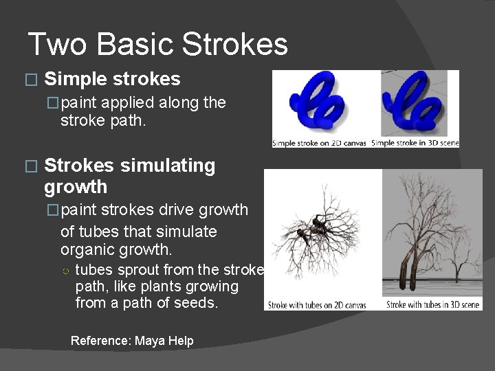 Two Basic Strokes � Simple strokes �paint applied along the stroke path. � Strokes