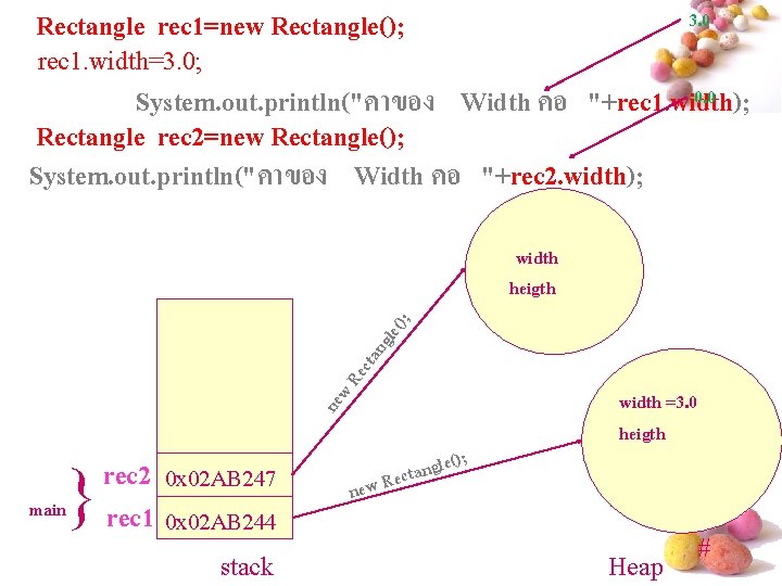 Rectangle rec 1=new Rectangle(); 3. 0 rec 1. width=3. 0; 0. 0 System. out.