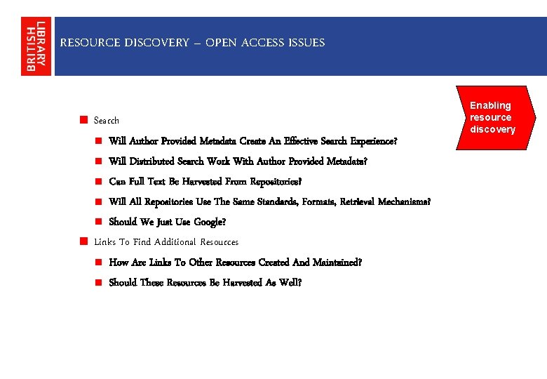 RESOURCE DISCOVERY – OPEN ACCESS ISSUES Search Will Author Provided Metadata Create An Effective