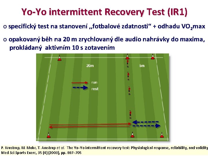 Yo-Yo intermittent Recovery Test (IR 1) o specifický test na stanovení , , fotbalové