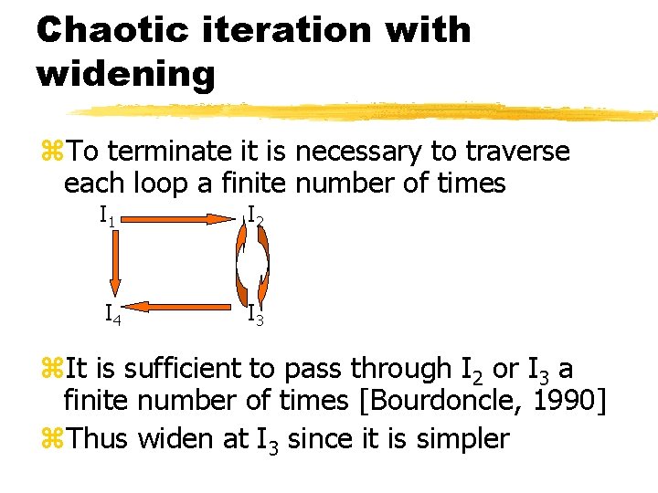 Chaotic iteration with widening z. To terminate it is necessary to traverse each loop