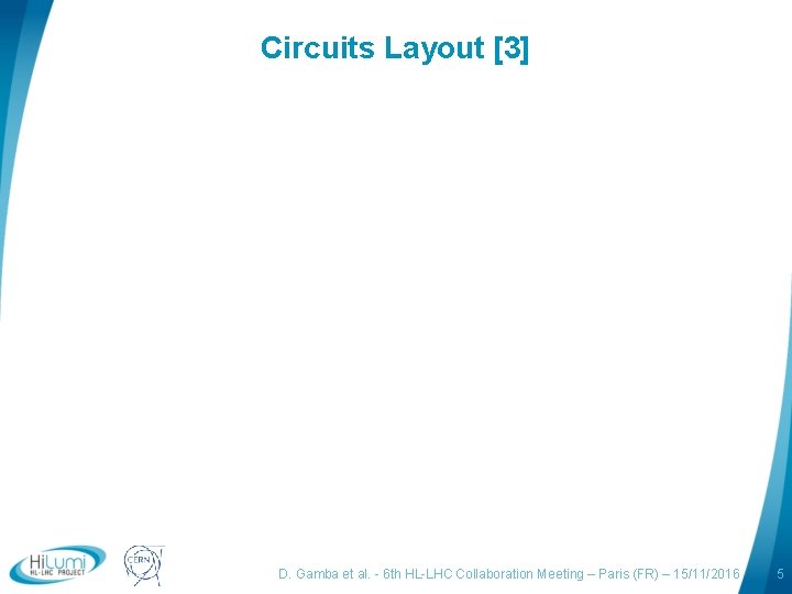 Circuits Layout [3] logo area D. Gamba et al. - 6 th HL-LHC Collaboration