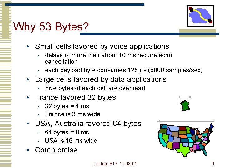 Why 53 Bytes? • Small cells favored by voice applications • • delays of