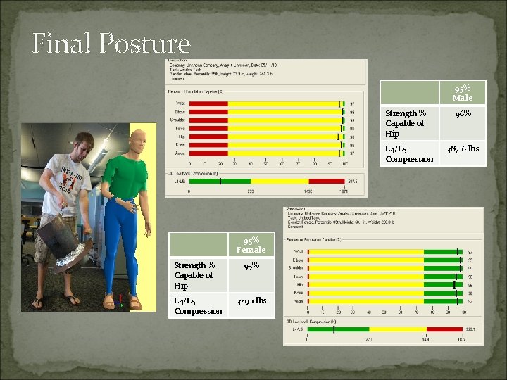 Final Posture 95% Male Strength % Capable of Hip L 4/L 5 Compression 95%