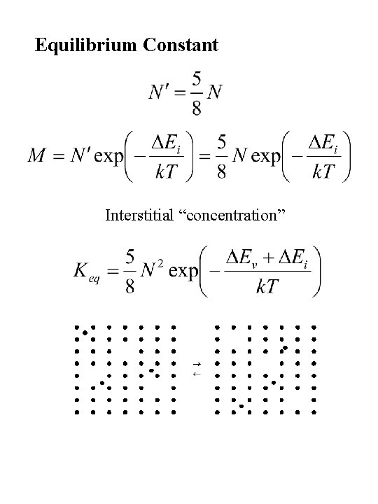 Equilibrium Constant Interstitial “concentration” 