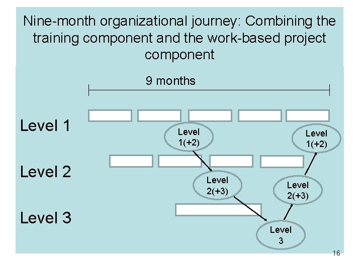 Nine-month organizational journey: Combining the training component and the work-based project component 9 months