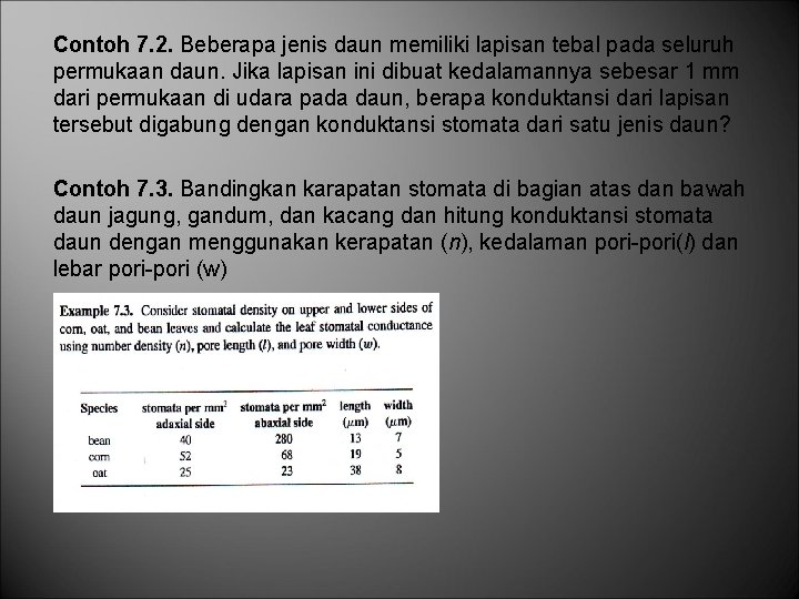 Contoh 7. 2. Beberapa jenis daun memiliki lapisan tebal pada seluruh permukaan daun. Jika