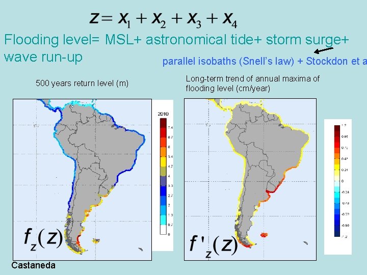 Flooding level= MSL+ astronomical tide+ storm surge+ wave run-up parallel isobaths (Snell’s law) +