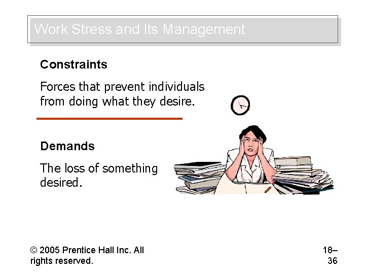 Work Stress and Its Management Constraints Forces that prevent individuals from doing what they