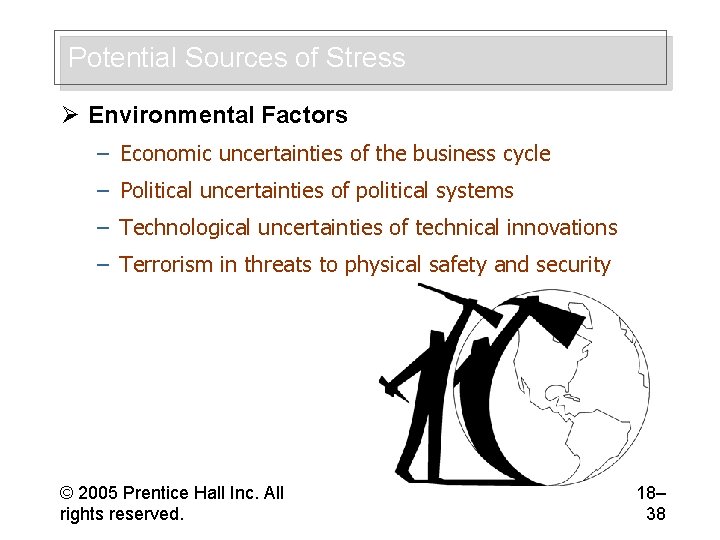 Potential Sources of Stress Ø Environmental Factors – Economic uncertainties of the business cycle