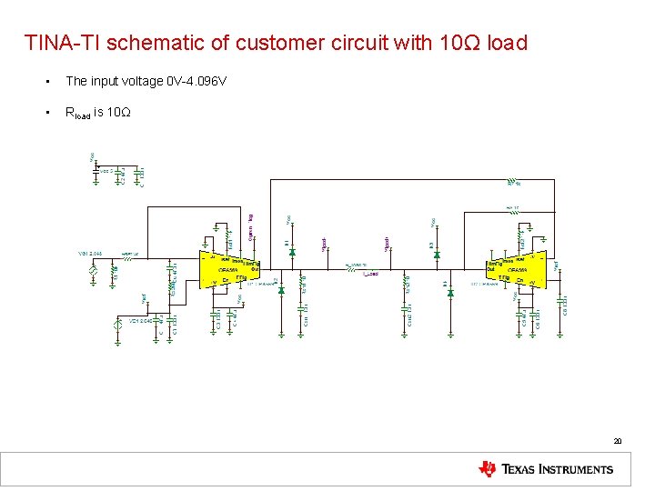 TINA-TI schematic of customer circuit with 10Ω load • The input voltage 0 V-4.