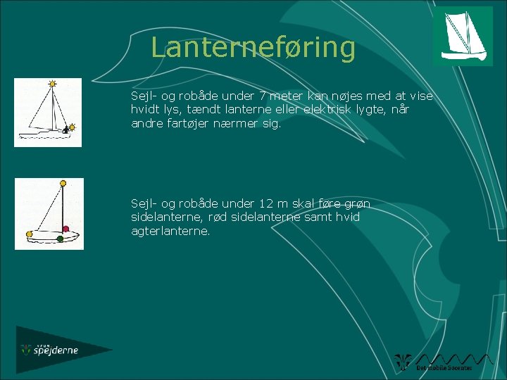 Lanterneføring Sejl- og robåde under 7 meter kan nøjes med at vise hvidt lys,