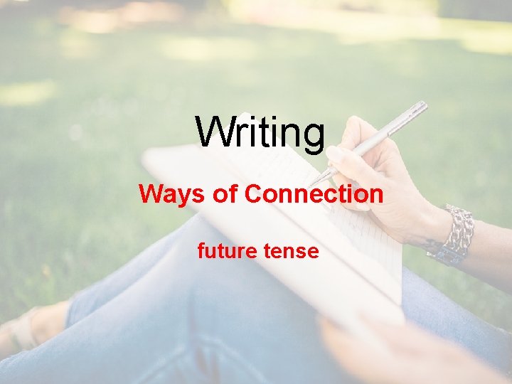 Writing Ways of Connection future tense 