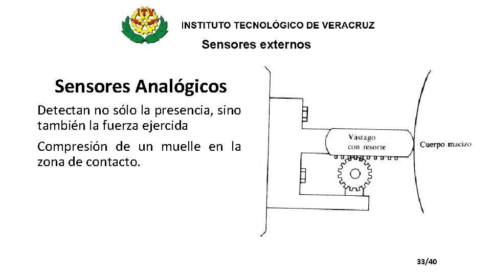 Sensores externos Sensores Analógicos Detectan no sólo la presencia, sino también la fuerza ejercida