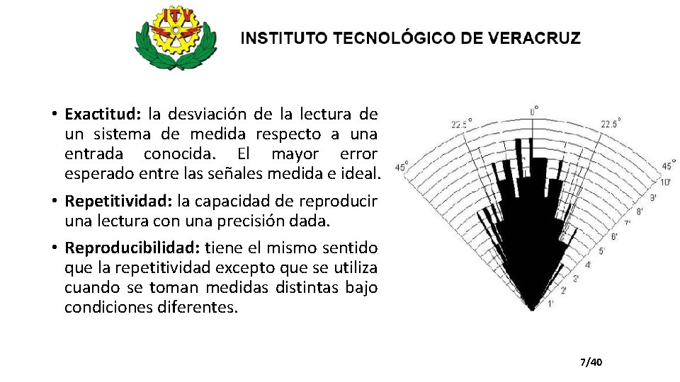  • Exactitud: la desviación de la lectura de un sistema de medida respecto