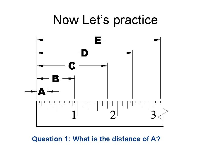 Now Let’s practice Question 1: What is the distance of A? 
