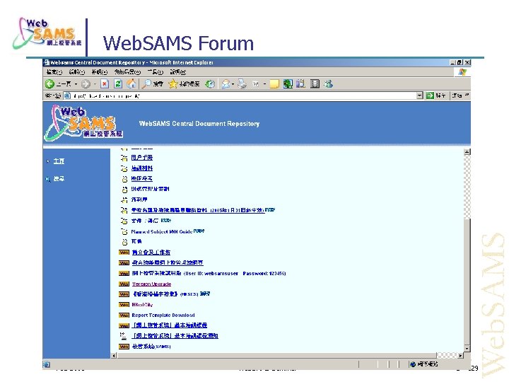 Web. SAMS Forum Feb 2005 Web. SAMS Seminar B - 129 