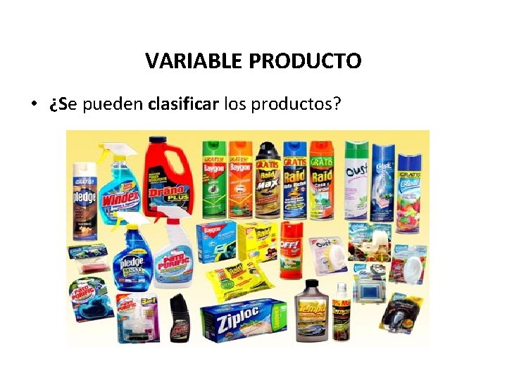 VARIABLE PRODUCTO • ¿Se pueden clasificar los productos? 