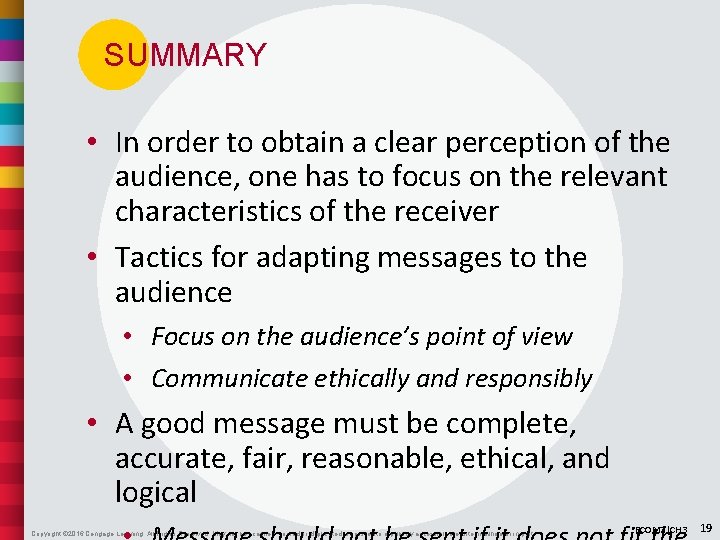 SUMMARY • In order to obtain a clear perception of the audience, one has