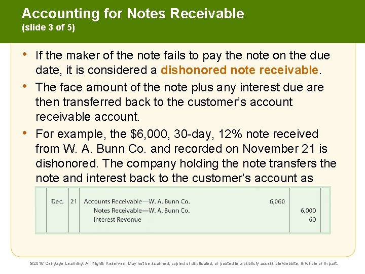 Accounting for Notes Receivable (slide 3 of 5) • • • If the maker