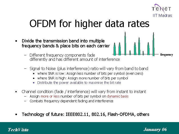 OFDM for higher data rates • IIT Madras Divide the transmission band into multiple