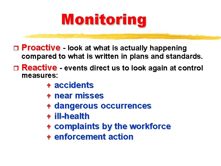 Monitoring r Proactive - look at what is actually happening compared to what is