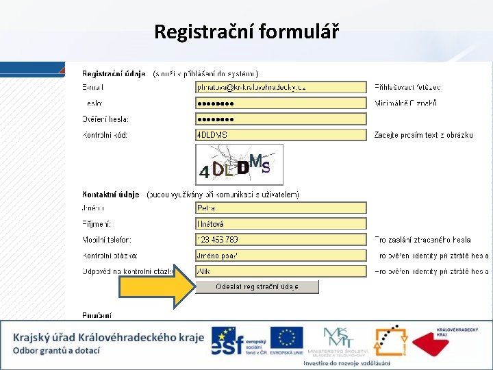 Registrační formulář 
