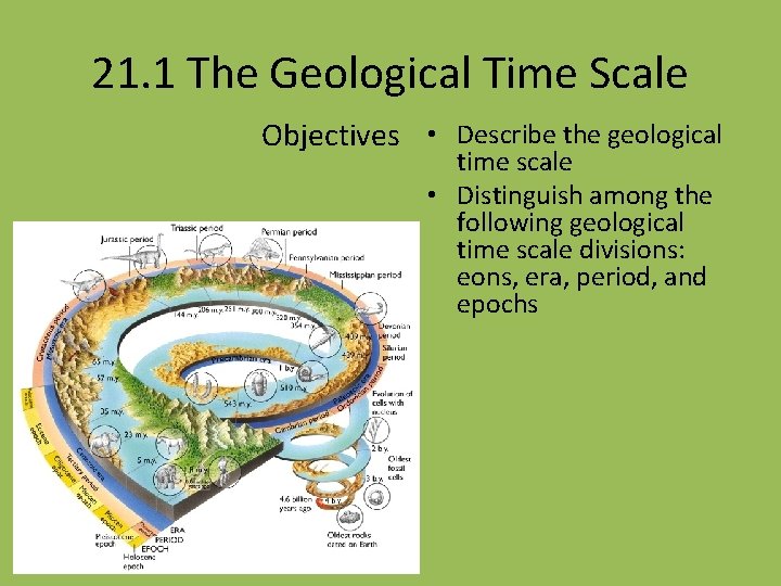 21. 1 The Geological Time Scale Objectives • Describe the geological time scale •