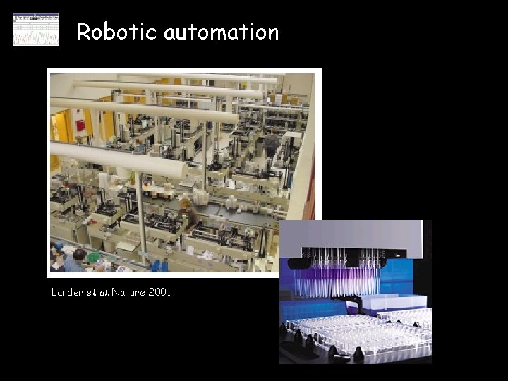 Robotic automation Lander et al. Nature 2001 