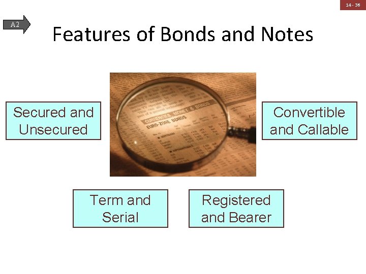 14 - 36 A 2 Features of Bonds and Notes Secured and Unsecured Term