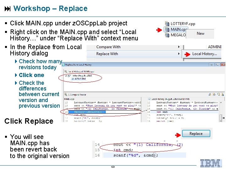  Workshop – Replace Click MAIN. cpp under z. OSCpp. Lab project Right click