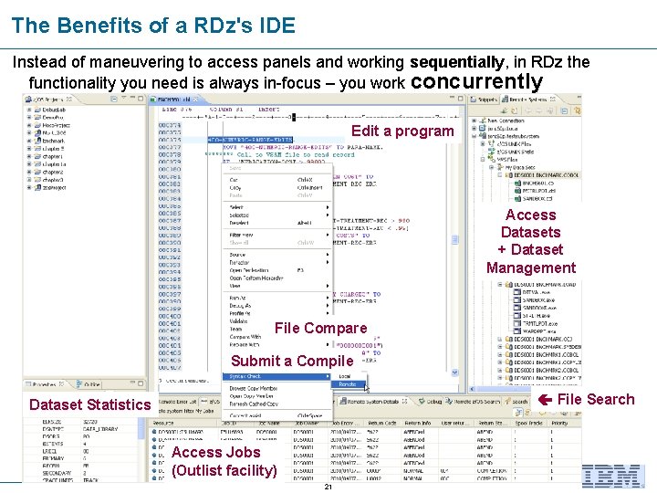 The Benefits of a RDz's IDE Instead of maneuvering to access panels and working