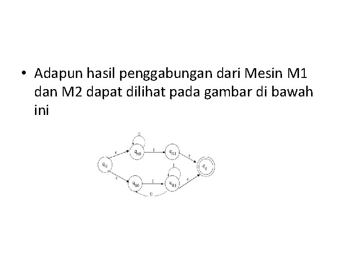  • Adapun hasil penggabungan dari Mesin M 1 dan M 2 dapat dilihat