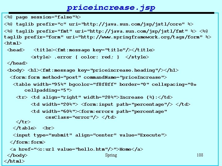 priceincrease. jsp <%@ page session="false"%> <%@ taglib prefix="c" uri="http: //java. sun. com/jsp/jstl/core" %> <%@