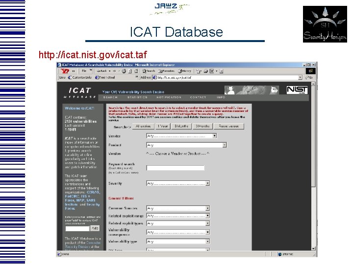 ICAT Database http: //icat. nist. gov/icat. taf 