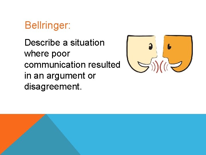 Bellringer: Describe a situation where poor communication resulted in an argument or disagreement. 