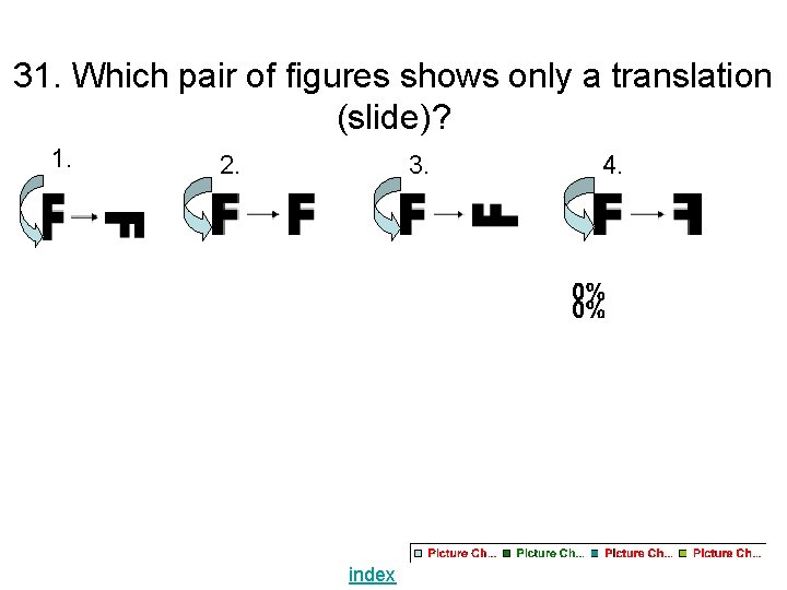 31. Which pair of figures shows only a translation (slide)? 1. 2. 3. index 31. Which pair of figures shows only a translation (slide)? 1. 2. 3. index