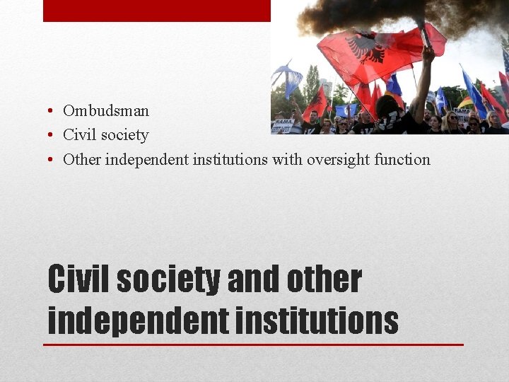  • Ombudsman • Civil society • Other independent institutions with oversight function Civil
