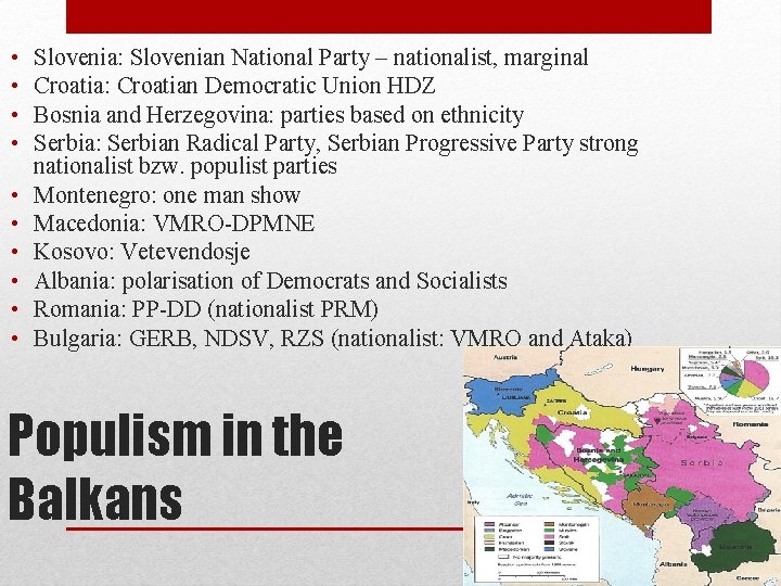  • • • Slovenia: Slovenian National Party – nationalist, marginal Croatia: Croatian Democratic