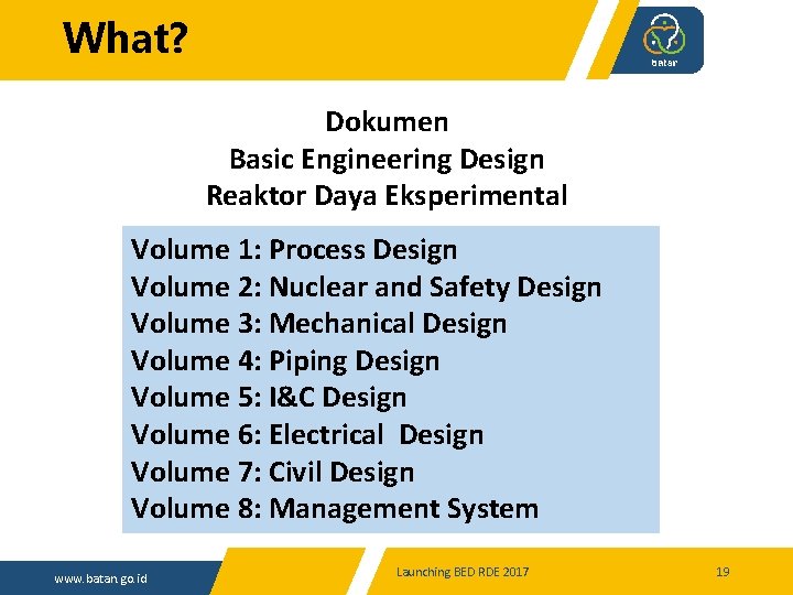What? Dokumen Basic Engineering Design Reaktor Daya Eksperimental Volume 1: Process Design Volume 2: