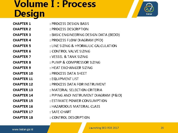 Volume I : Process Design CHAPTER 1 CHAPTER 2 CHAPTER 3 CHAPTER 4 CHAPTER