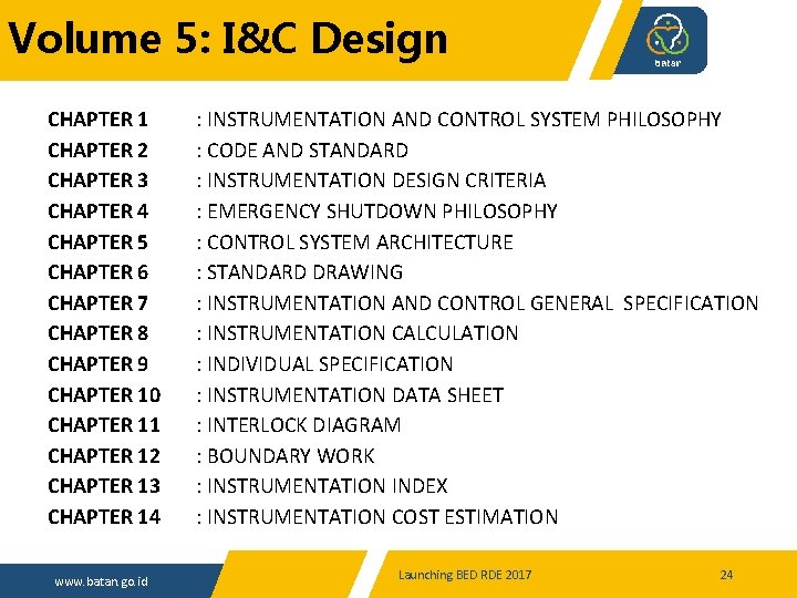 Volume 5: I&C Design CHAPTER 1 CHAPTER 2 CHAPTER 3 CHAPTER 4 CHAPTER 5