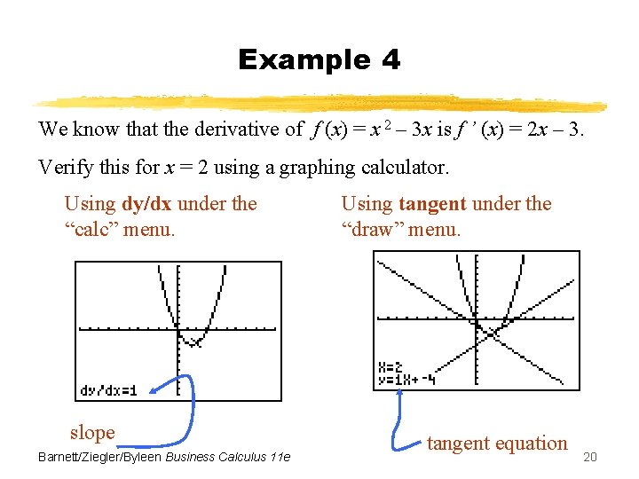 Example 4 We know that the derivative of f (x) = x 2 –