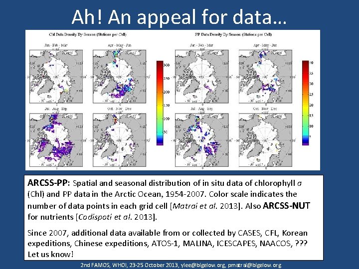Ah! An appeal for data… ARCSS-PP: Spatial and seasonal distribution of in situ data Ah! An appeal for data… ARCSS-PP: Spatial and seasonal distribution of in situ data