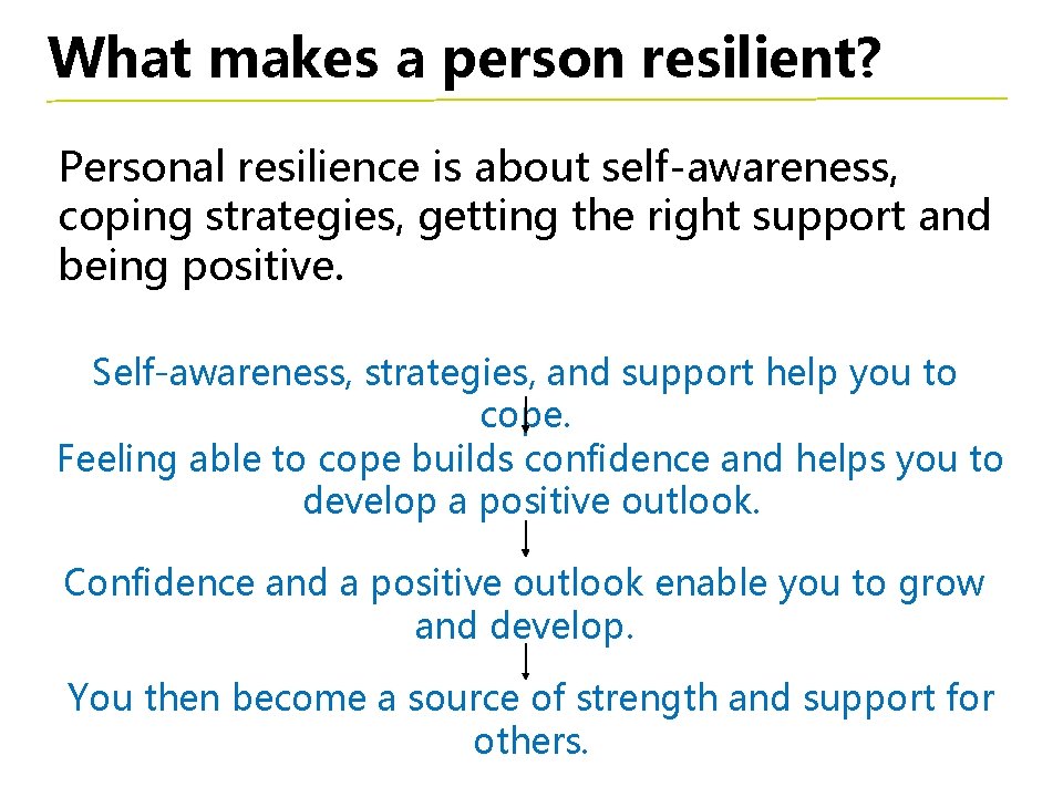 What makes a person resilient? Personal resilience is about self-awareness, coping strategies, getting the