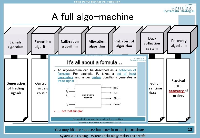 Please Do NOT distribute this presentation Systematic strategies A full algo-machine Signals algorithm Generation