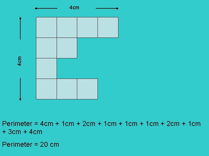 4 cm Perimeter = 4 cm + 1 cm + 2 cm + 1