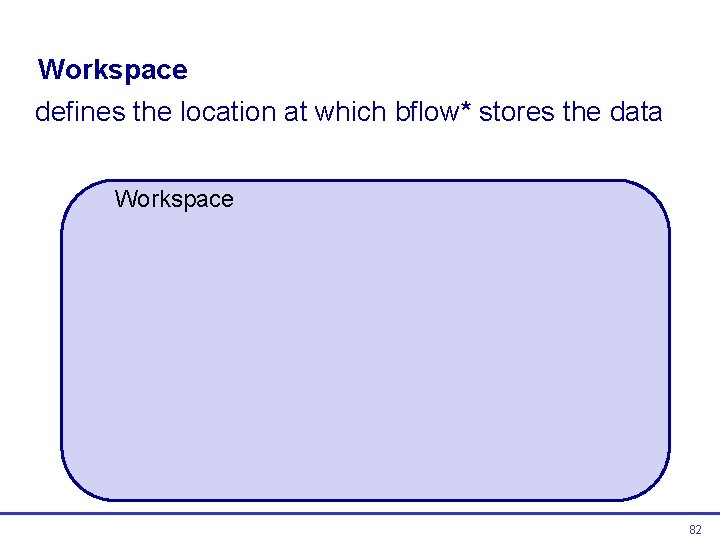Workspace defines the location at which bflow* stores the data Workspace 82  Workspace defines the location at which bflow* stores the data Workspace 82