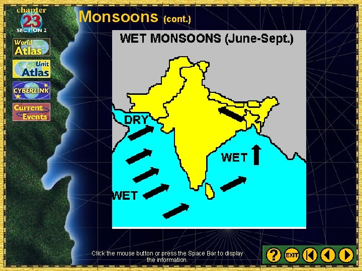 Monsoons (cont. ) Click the mouse button or press the Space Bar to display